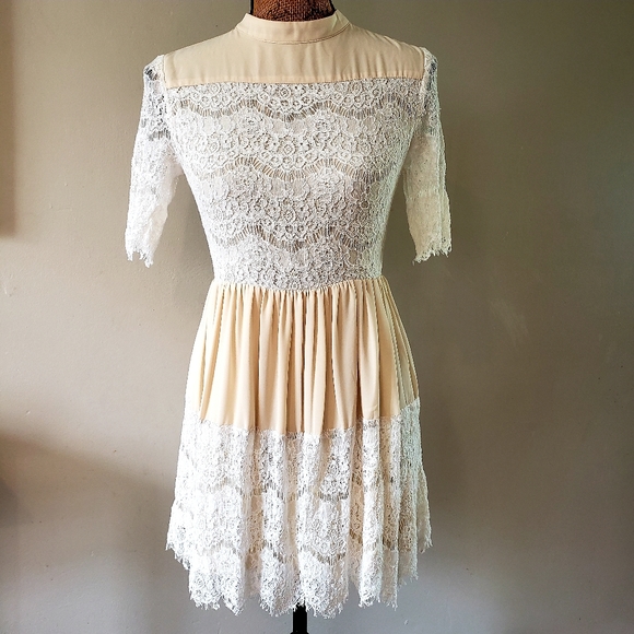 journey five Dresses & Skirts - Journey Five 5 Dress/Tunic Lace Cream Small S EUC